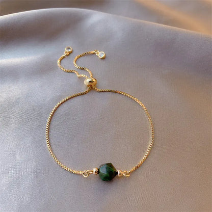 Stylish Green Gemstone Bracelet Set for Women (2 Pieces)